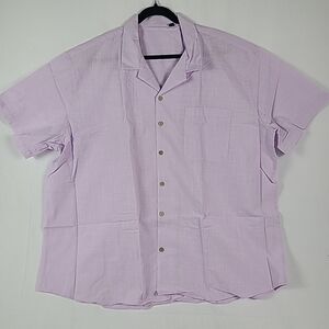 NEW Flex Men's Luxury Collection Designed in Italy Short Sleeve Purple Shirt 4XL